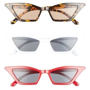 New BP Pointed Cat Eye Sunglasses Barbie Style Lot of 3 Red White Tortoise